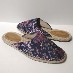 Vintage Havana Karli Espadrille Mule Size 10 Blue Floral